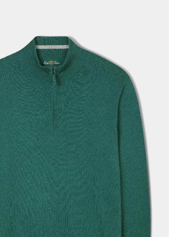 Stowbridge Luxury Cotton 1/4 Zip Jumper In Moorland