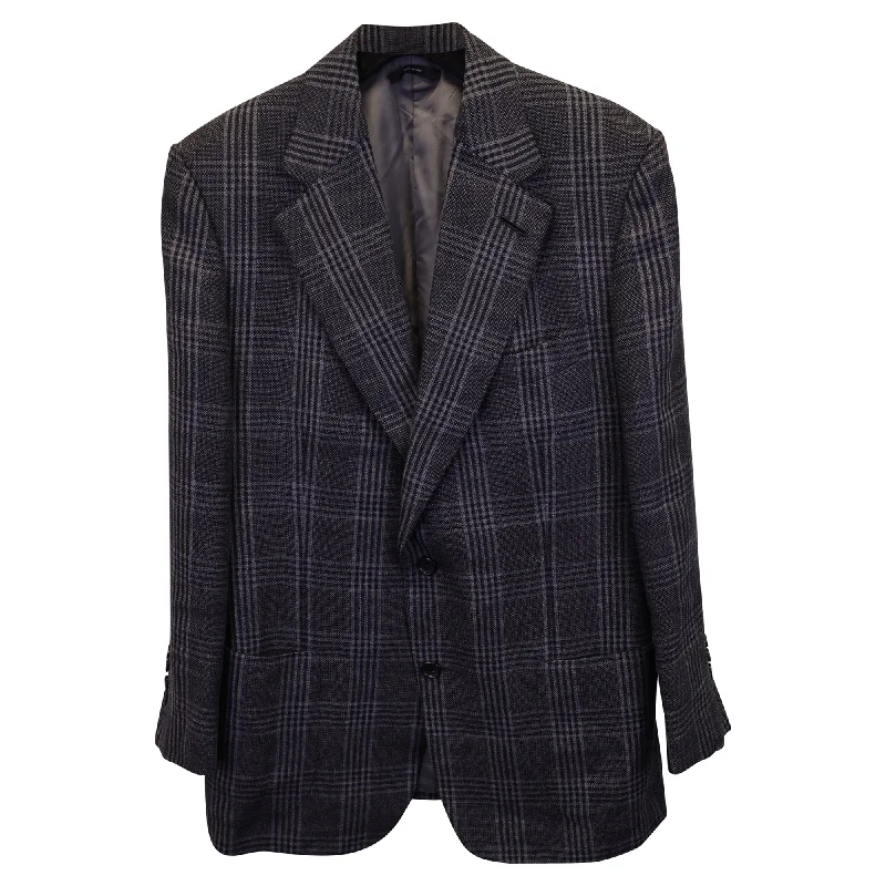 Tom Ford Plaid Blazer Jacket in Grey Wool