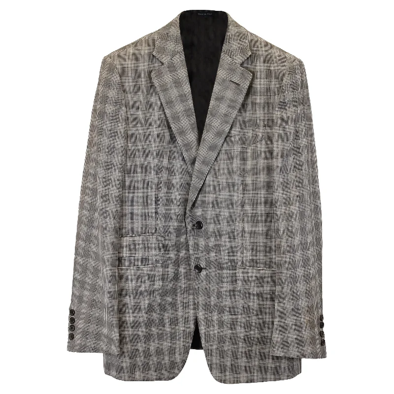 Tom Ford Single-Breasted Checkered Blazer in Grey Wool