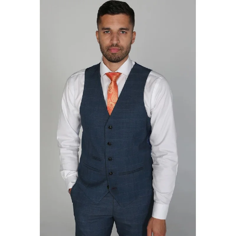 Viceroy - Men's Blue Check Waistcoat