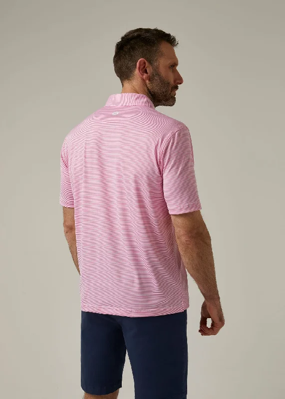 Waterbeach Striped Polo Shirt In Carnation - Sports Fit