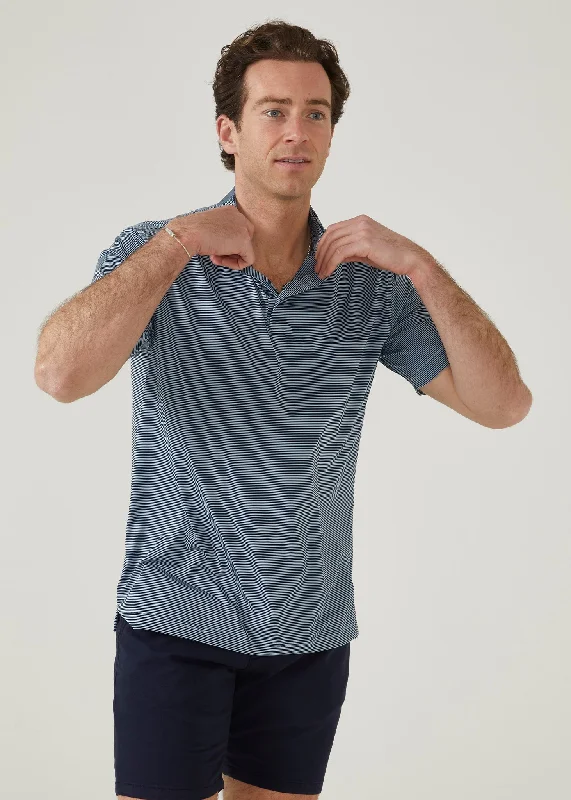 Waterbeach Striped Polo Shirt In Navy - Sports Fit