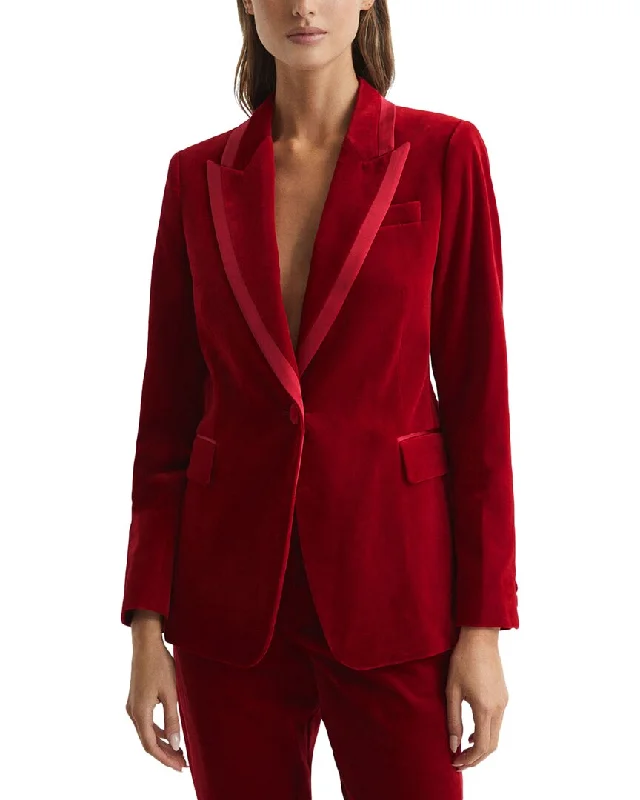 Reiss Bree Tailored Single Breasted Velvet Blazer