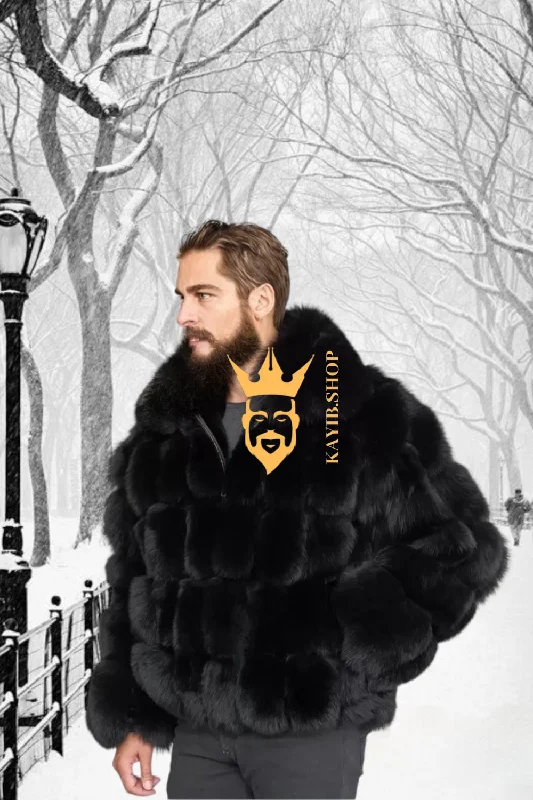 Luxury Black Fox Fur Parka for Men: Embrace Winter in Style