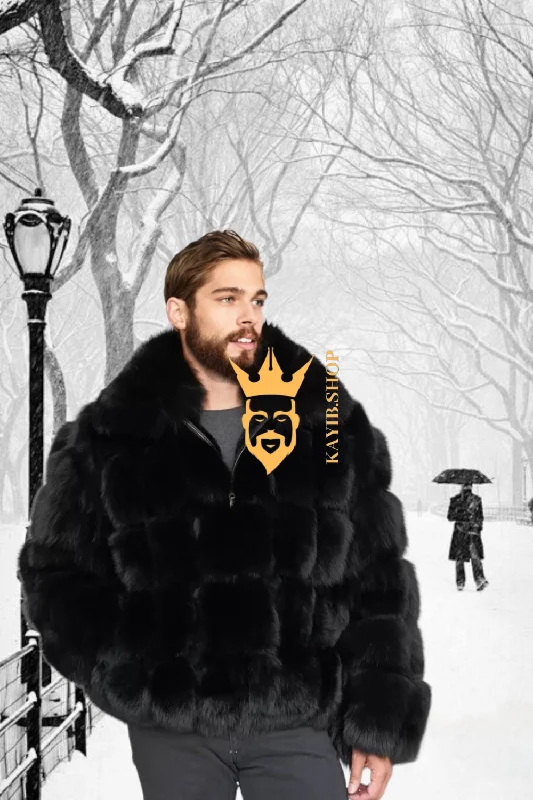 Luxury Black Fox Fur Parka for Men: Embrace Winter in Style