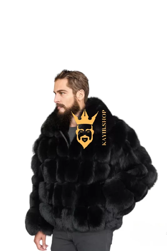 Luxury Black Fox Fur Parka for Men: Embrace Winter in Style