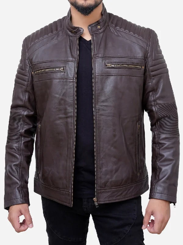 Cassian Genuine Brown Motorcycle Leather Jacket