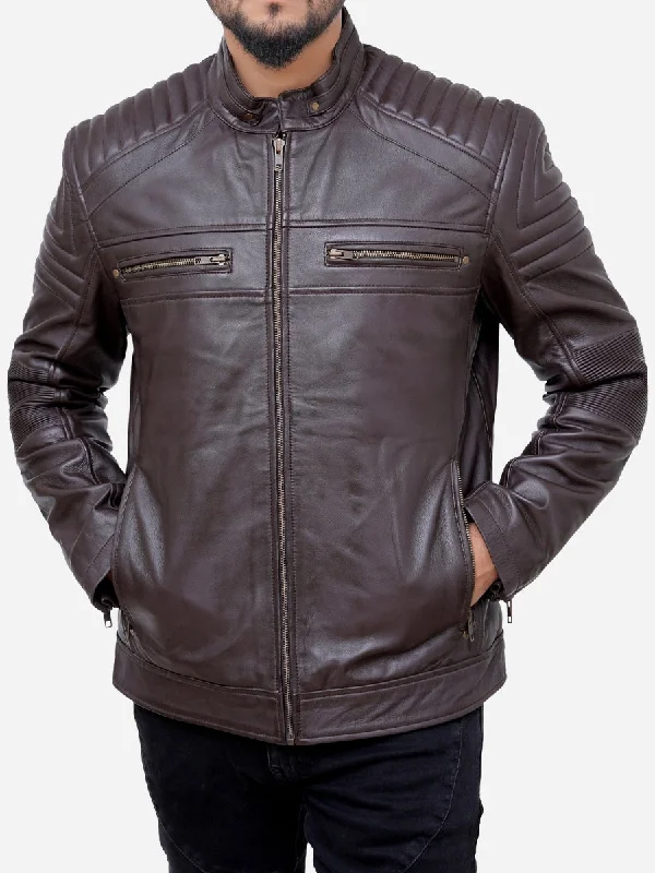 Cassian Genuine Brown Motorcycle Leather Jacket