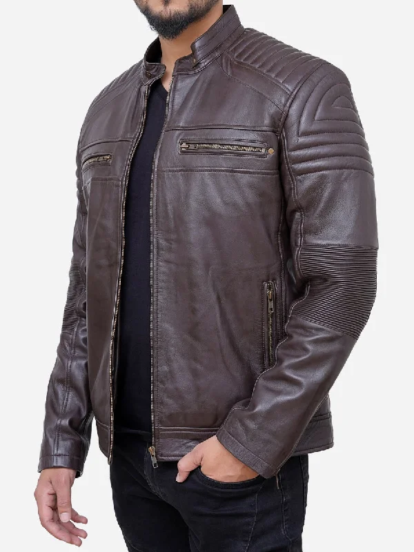 Cassian Genuine Brown Motorcycle Leather Jacket