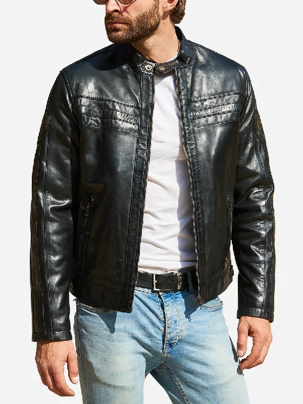 Chozen Vintage Black Motorcycle Leather Jacket