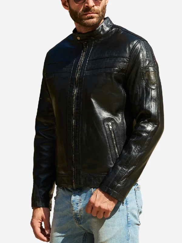 Chozen Vintage Black Motorcycle Leather Jacket