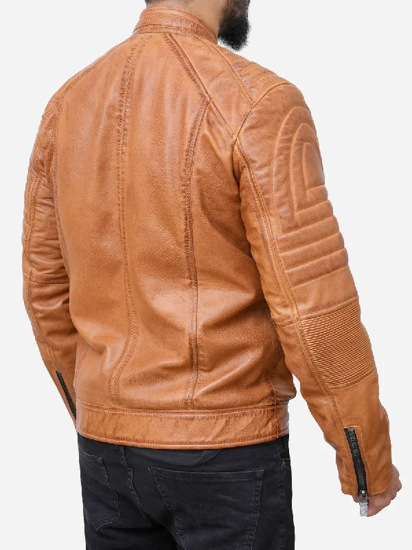 Christopher Cafe Racer Distressed Brown Leather Motorcycle Jacket