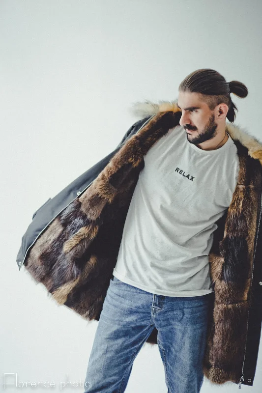 Coyote Fur Parka Jacket for Men