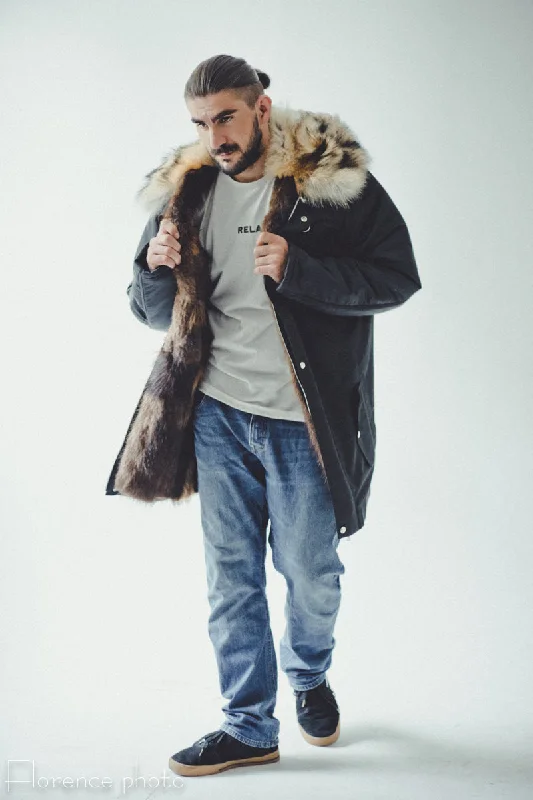 Coyote Fur Parka Jacket for Men