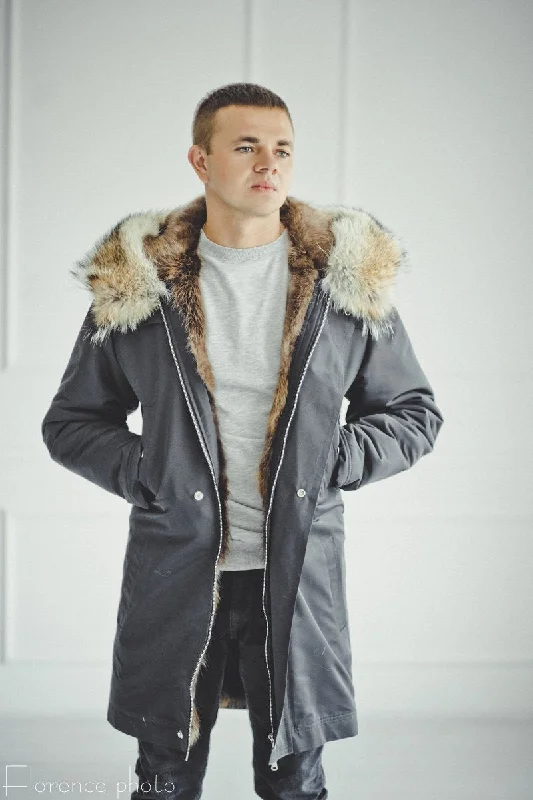 Coyote Fur Parka Jacket for Men