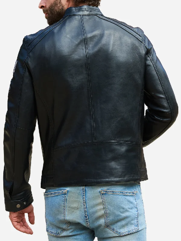 David Patches Black Leather Flight Jacket