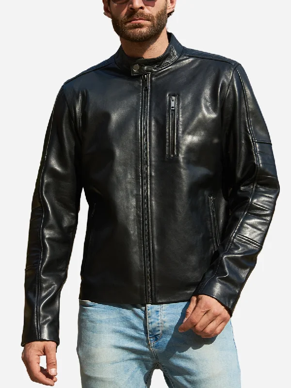 Gabriel Edgy Style Black Genuine Leather Biker Jacket