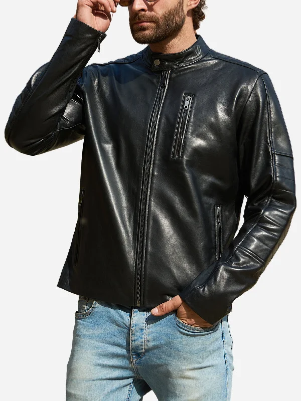 Gabriel Edgy Style Black Genuine Leather Biker Jacket