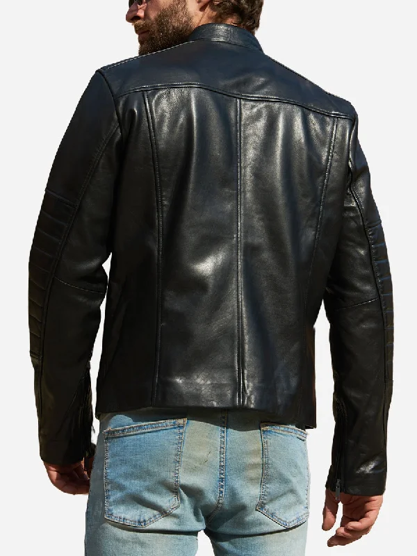 Gabriel Edgy Style Black Genuine Leather Biker Jacket