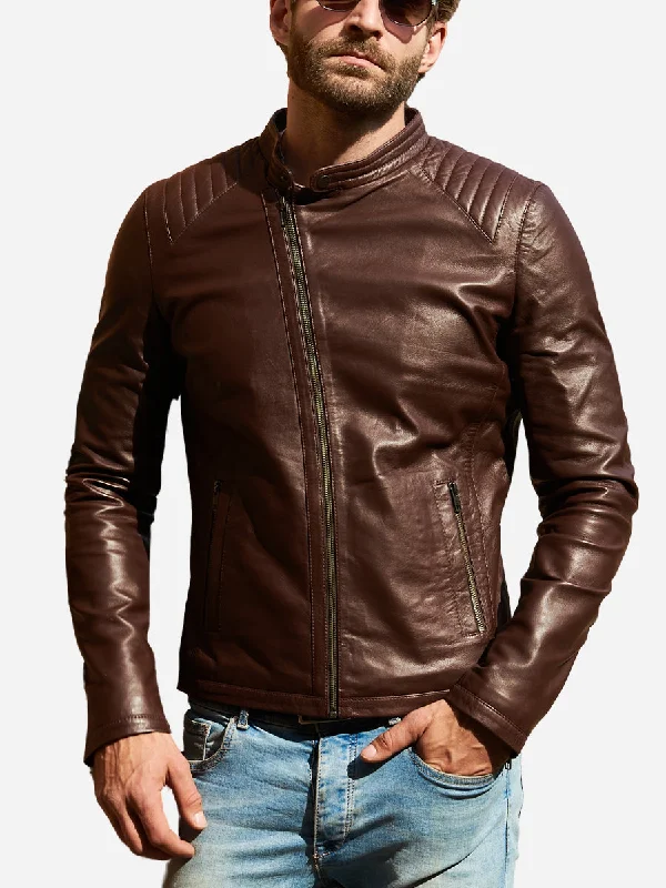 Jackson Casual Brown Leather Motorcycle Jacket