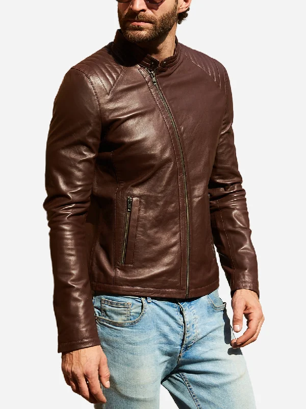 Jackson Casual Brown Leather Motorcycle Jacket