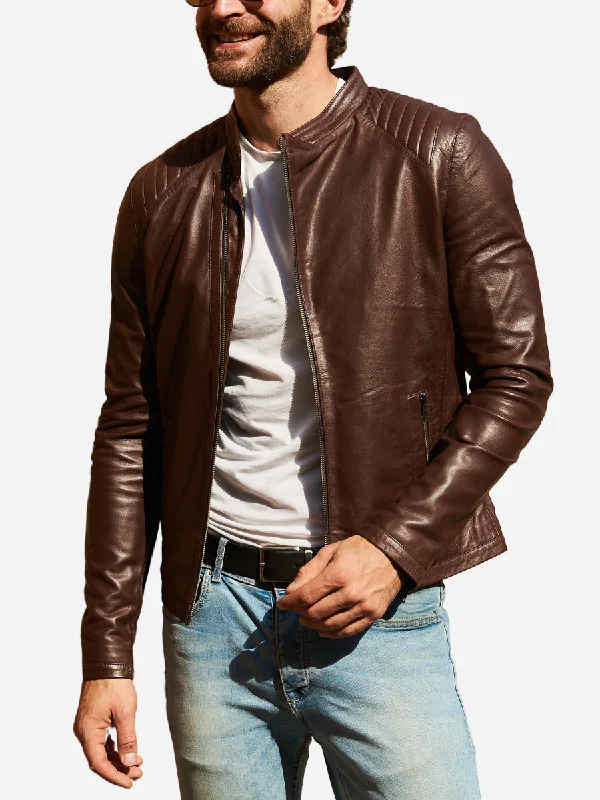 Jackson Casual Brown Leather Motorcycle Jacket