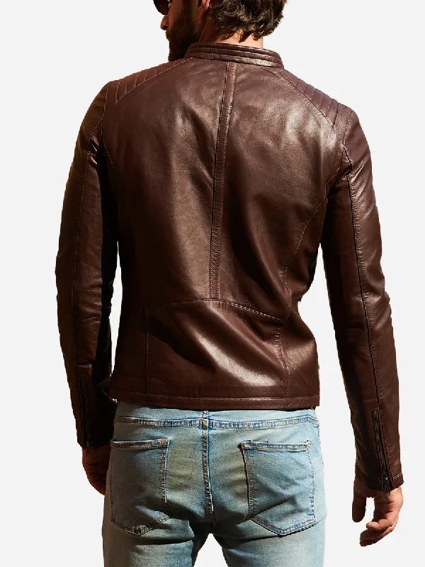 Jackson Casual Brown Leather Motorcycle Jacket