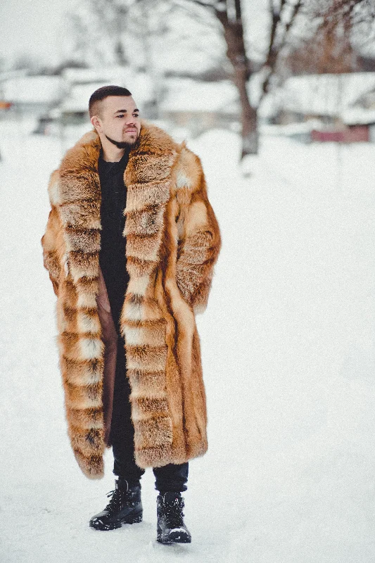 Fox Fur Long Coat for Men