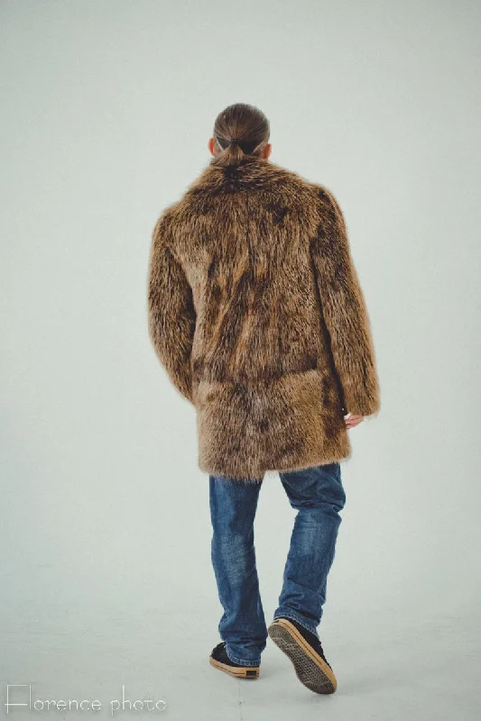 Beaver Fur Coat for Men (Brown)