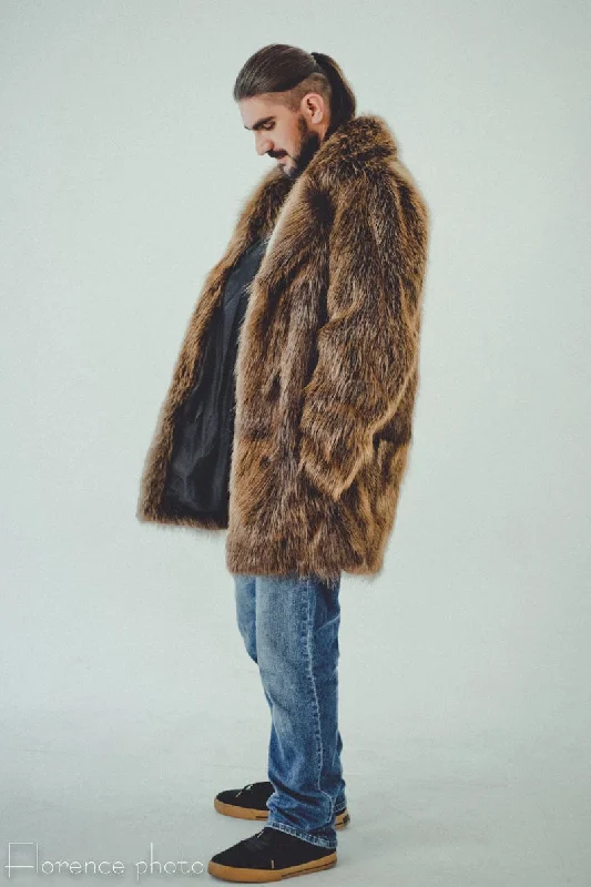 Beaver Fur Coat for Men (Brown)