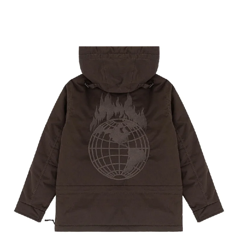 OBEY X NAPAPIJRI DONT JUST WATCH IT BURN SKIDOO JACKET // DARK BROWN