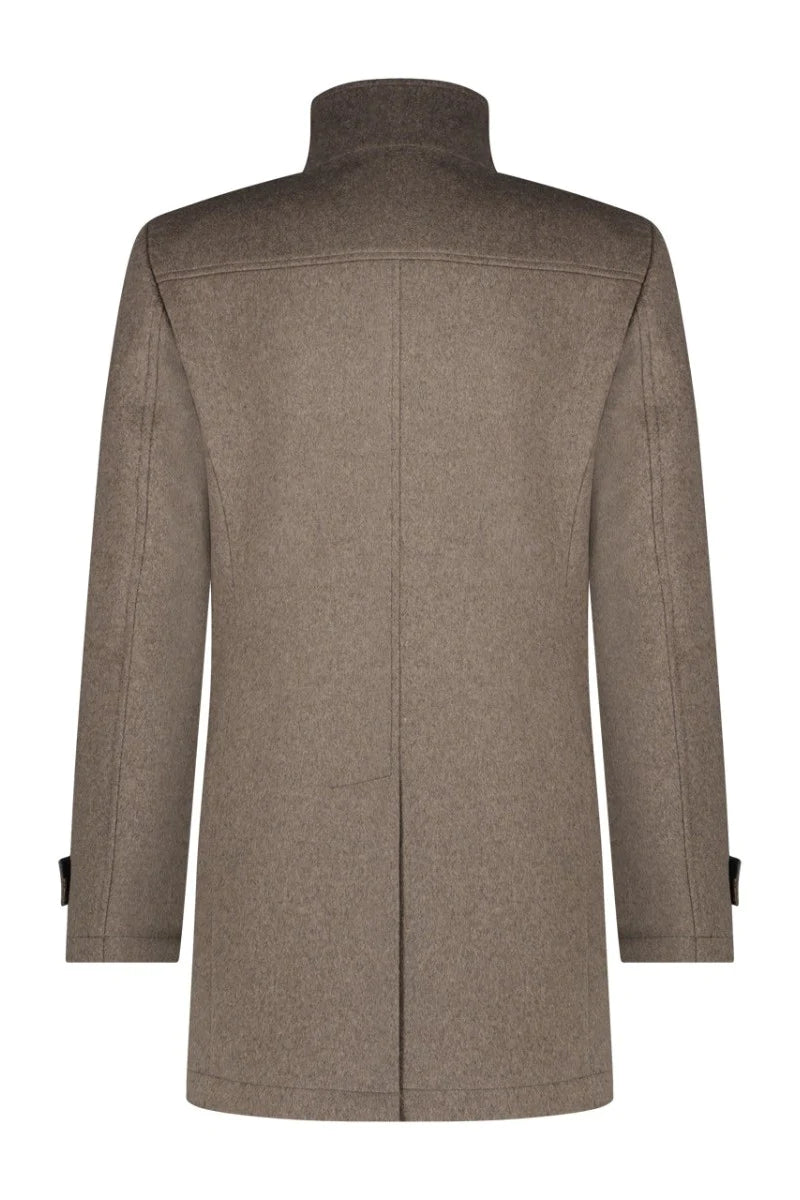 Funnel Neck Overcoat - Fawn (Sand)