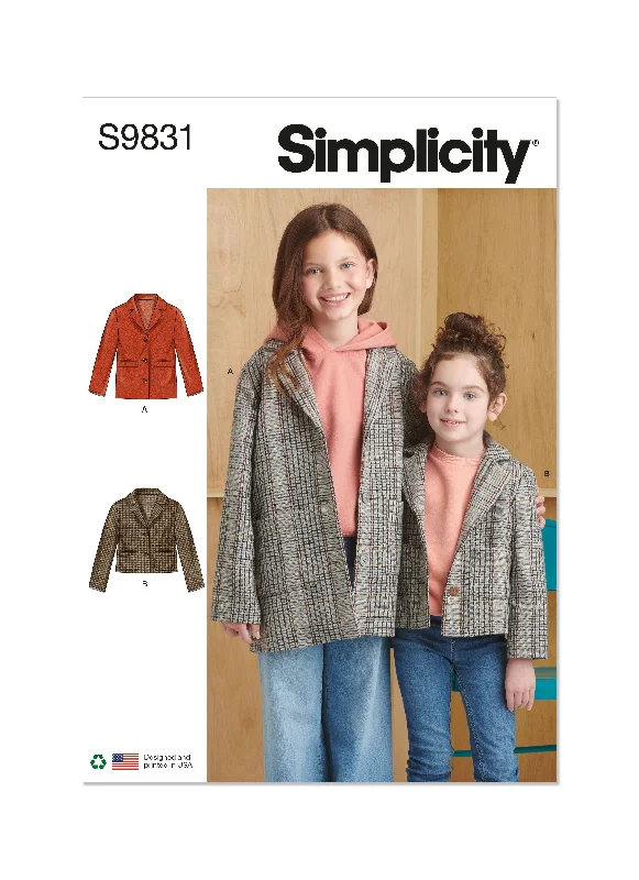 Simplicity sewing pattern 9831 Children's and Girls' Jacket in Two Lengths