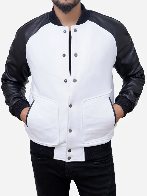 Stanley Black and White Varsity Bomber Jacket