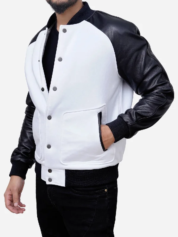 Stanley Black and White Varsity Bomber Jacket