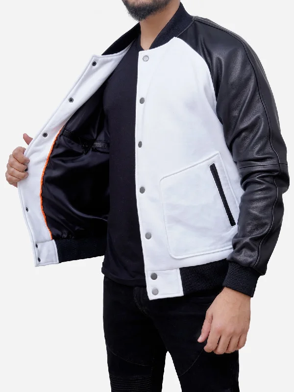 Stanley Black and White Varsity Bomber Jacket