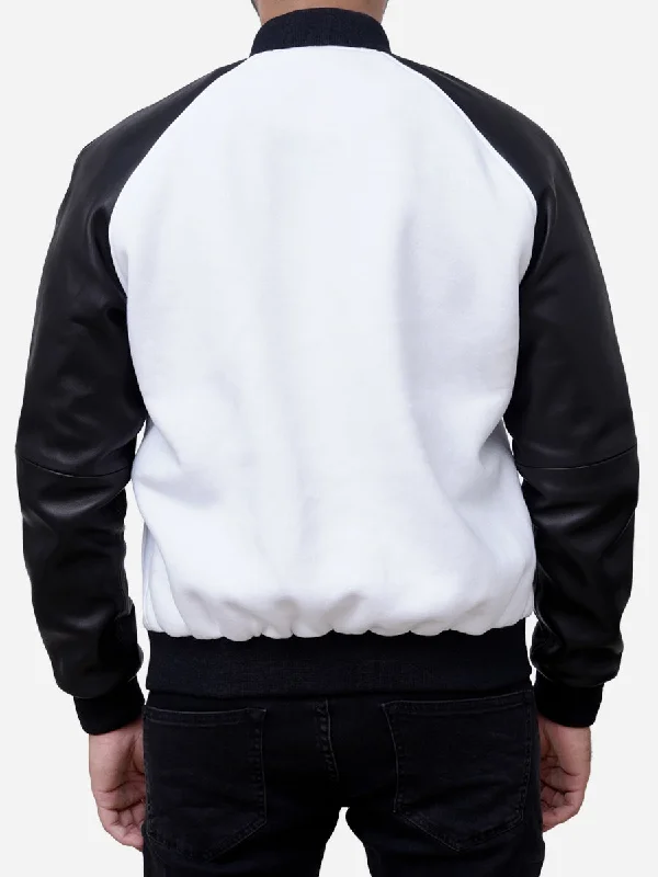 Stanley Black and White Varsity Bomber Jacket