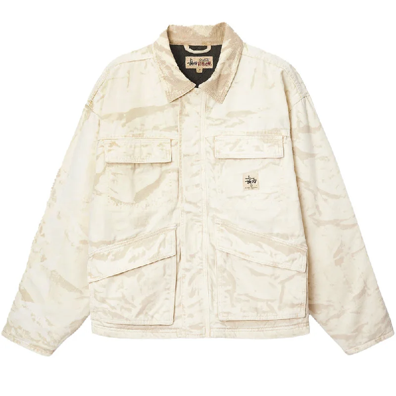 STÜSSY DISTRESSED CANVAS SHOP JACKET // KHAKI