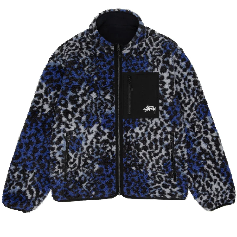 STÜSSY SHERPA REVERSIBLE JACKET // BLUE LEOPARD