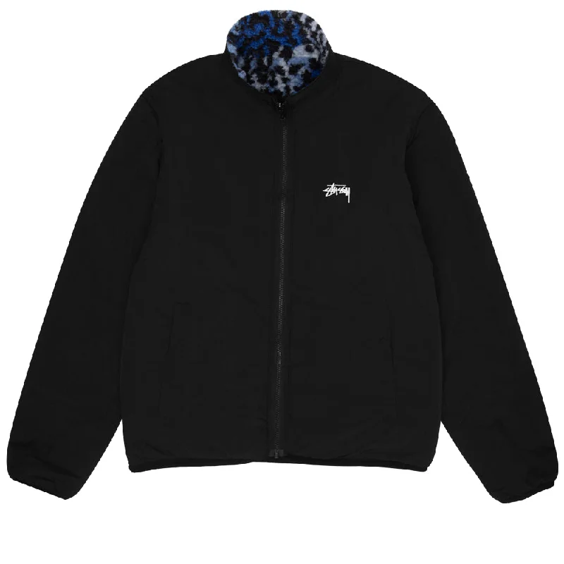 STÜSSY SHERPA REVERSIBLE JACKET // BLUE LEOPARD