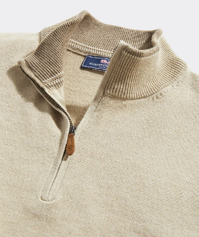 Vineyard Vines Men's Boathouse Tipped Quarter-Zip - Oatmeal Heather