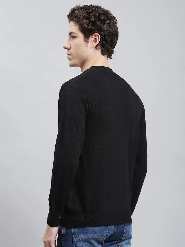 Men Black Solid Cardigan