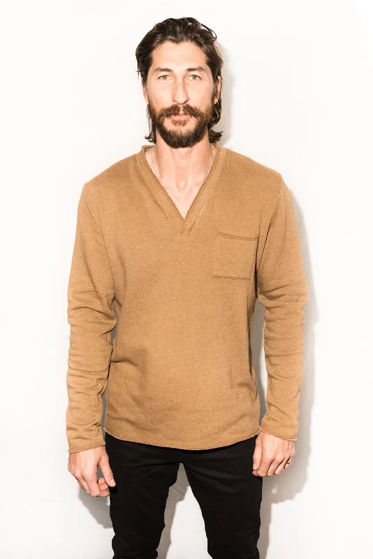 Men's French Terry Raw Neck Pocket Sweater