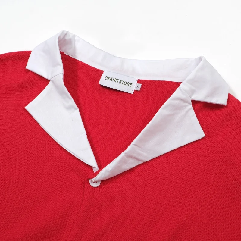 Men's Red Knitted Polo Shirts With Two Pockets