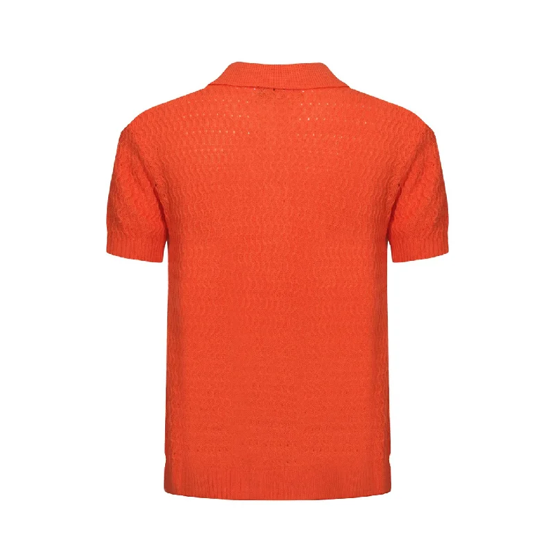 Men's Orange Beach Knitted Resort Polo Shirt