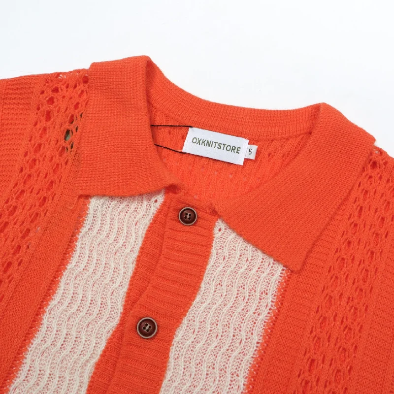 Men's Orange Beach Knitted Resort Polo Shirt