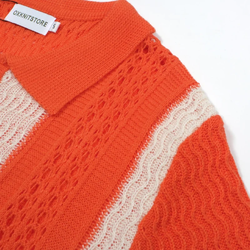 Men's Orange Beach Knitted Resort Polo Shirt