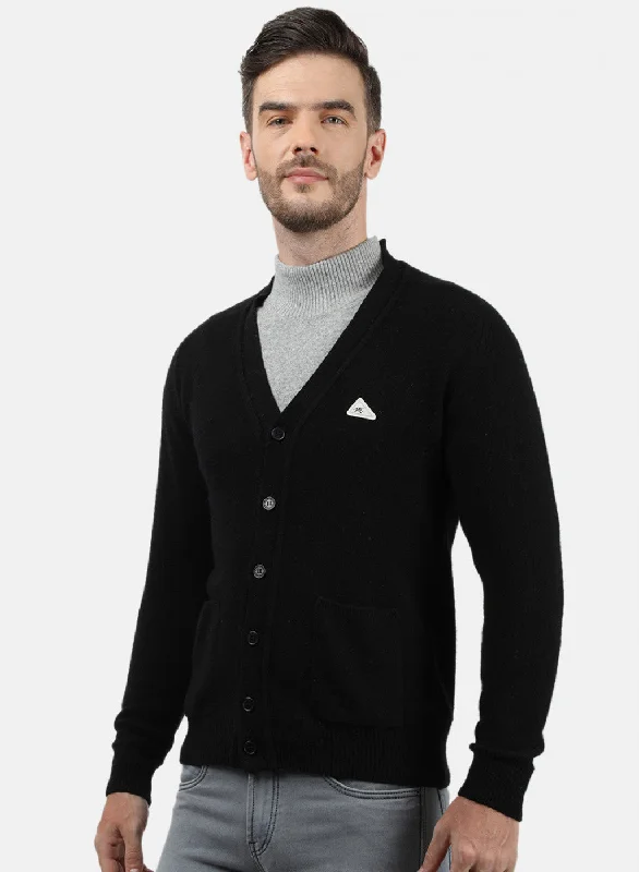 Men Black Solid Cardigan