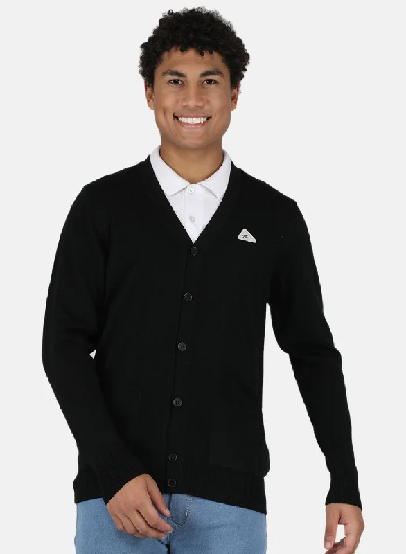 Men Black Solid Cardigan