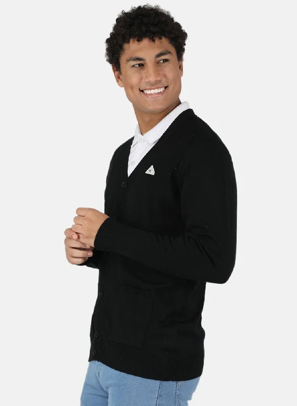 Men Black Solid Cardigan